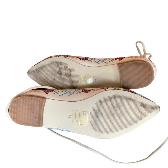 Billy Ella (Anthropologie) Lace Up Embroidered Cross Stitch Canvas Ballet flats - Picture 7 of 7